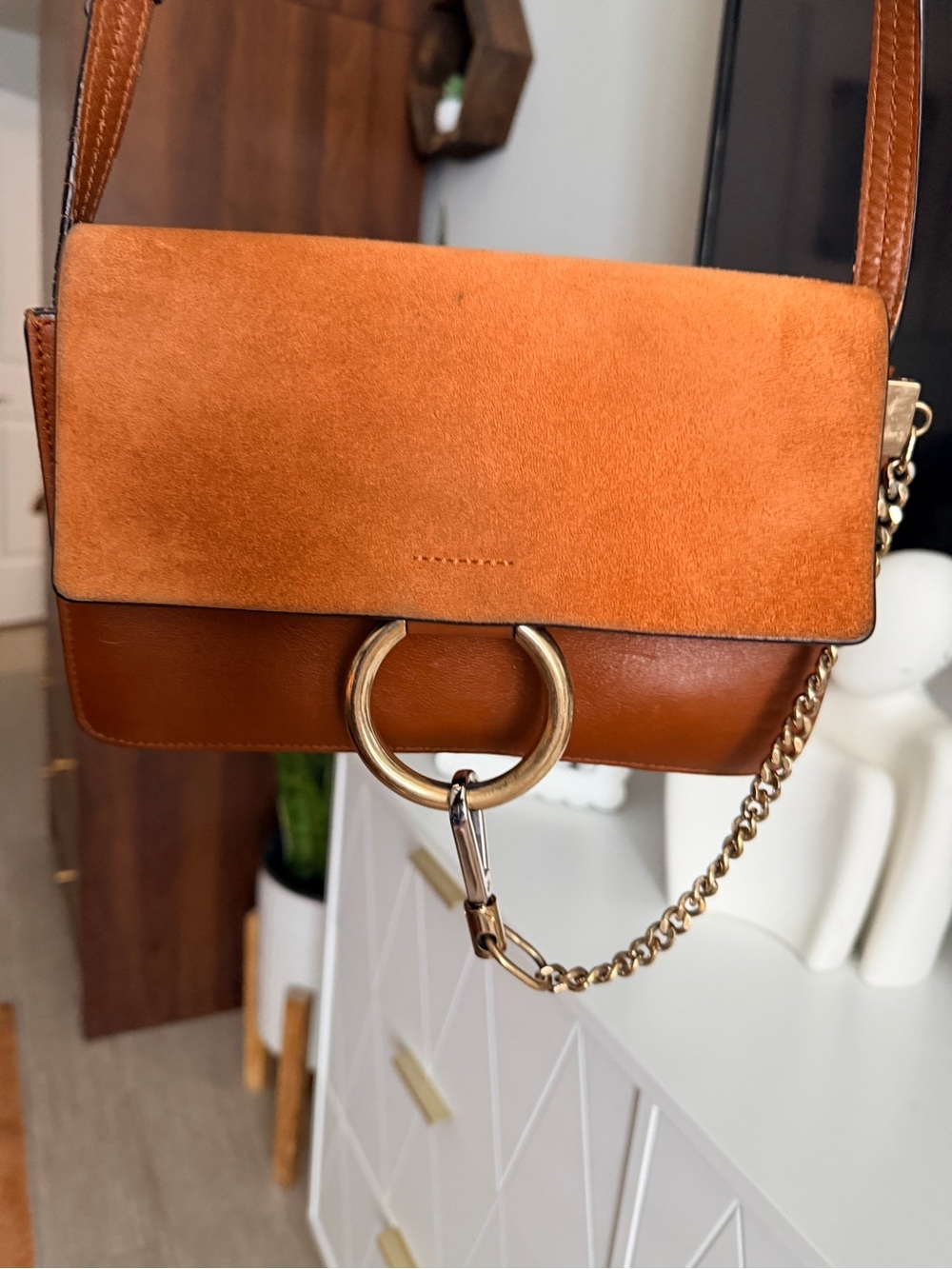 Chloé Small Faye Tobacco Brown Suede Leather Crossbody Bag + COA - Picture 14 of 14